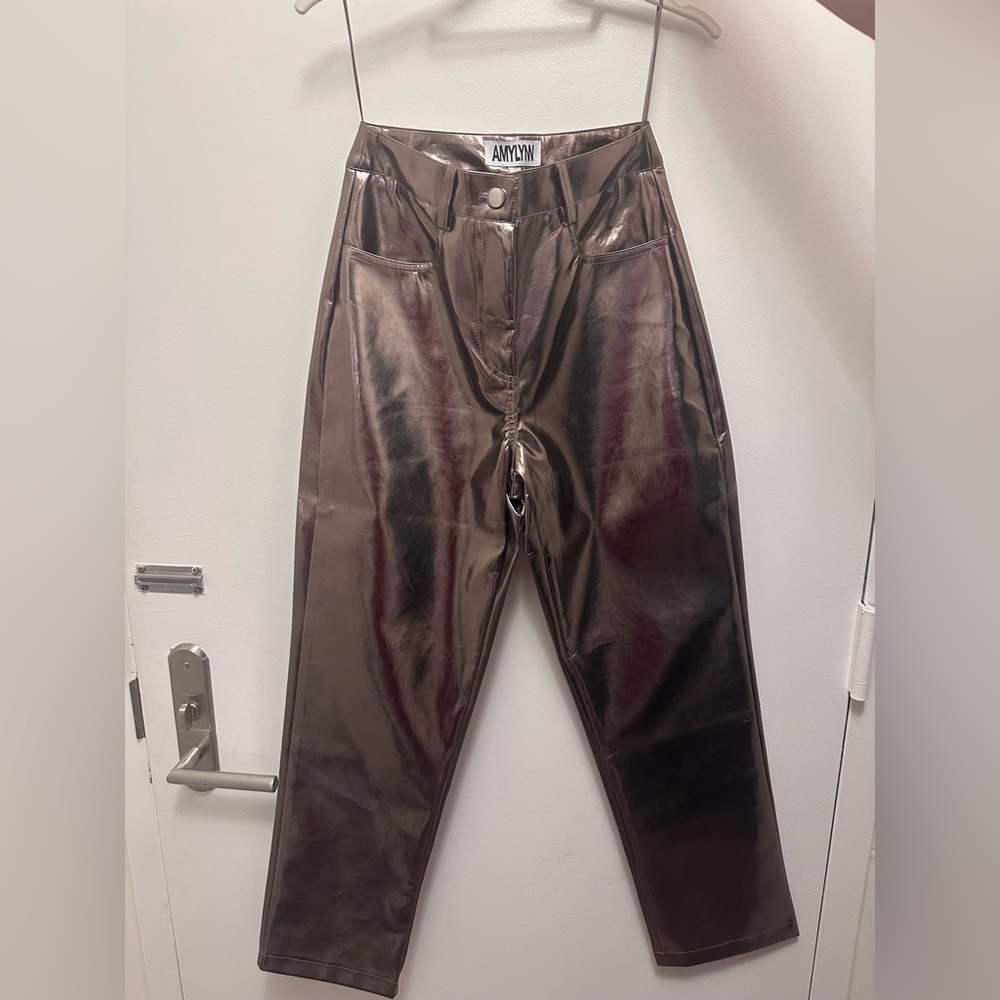 AMYLYNN LUPE CHARCOAL METALLIC TROUSERS